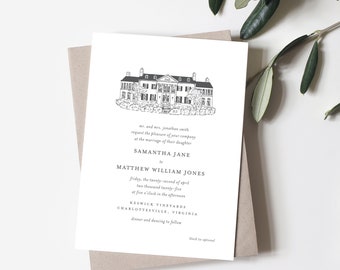 Custom Venue Illustration, Wedding Venue Sketch, Wedding Gift, Couple Gift, Wedding Venue Portrait, Anniversary Gift