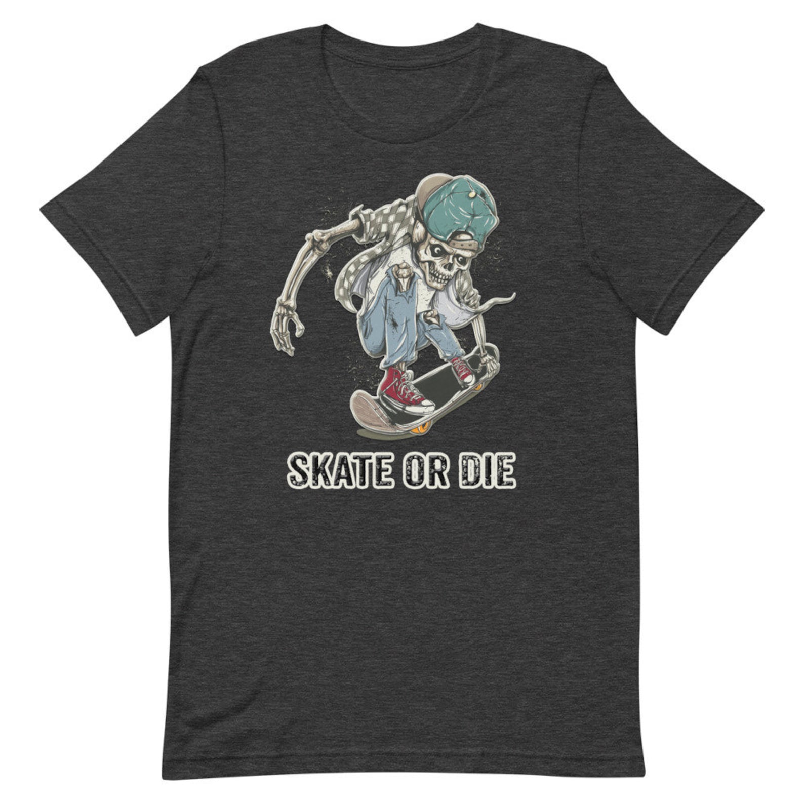 Skeleton Skateboarding Shirt Skate or Die TShirt Skater Tee | Etsy