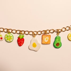 Charm Necklace Food Charms Cherry, Lime, Strawberry, Egg, Toast, Avocado, Lemon Fruit Charms image 1