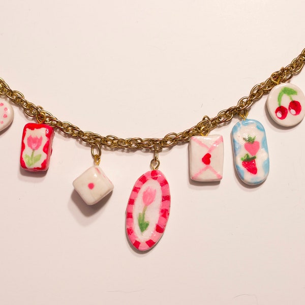 Charm Necklace | Flower Necklace | Handmade Necklace | Handmade Charms | Clay Charms |