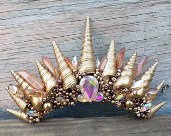 Gold seashell large tiara