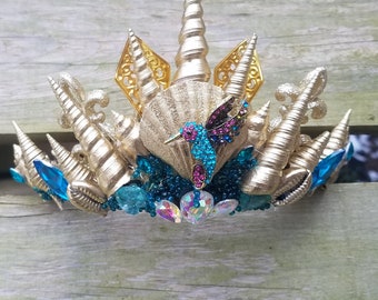 Hummingbird thin seashell mermaid  crown