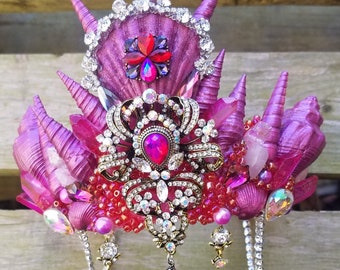 Magenta magical seashell mermaid crown seashell mermaid crown pink crown