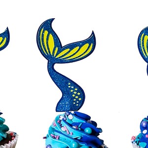Mermaid tail cupcake topper mermaid party beach party beach wedding girl party