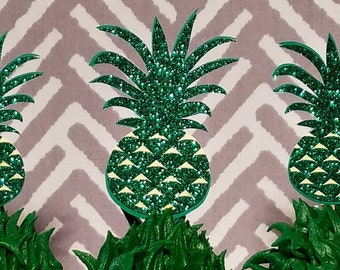 Pineapple cupcake topper aloha theme party tropical party party like a pineapple glitter topper