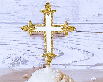 Cross Cupcake Toppers Gold And White 12 Count Easter Celebration Cupcake Toppers Baptism First Communion Confirmation Party