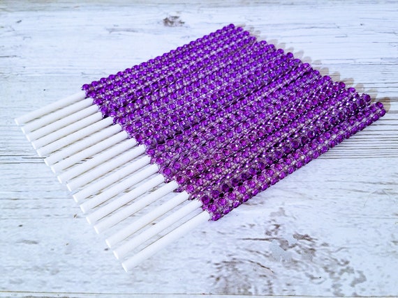 25 Lavender Diamond Wrap Candy Apple Sticks