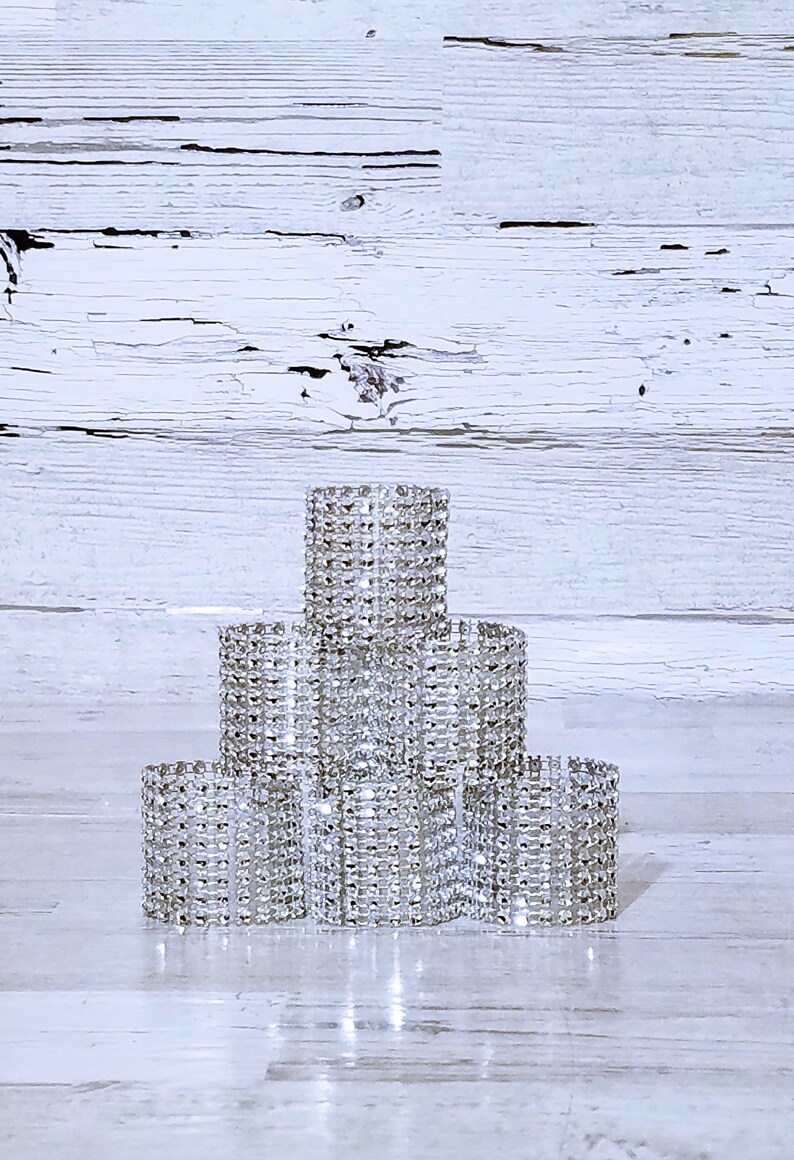 Silver Diamond Wrap Napkin Rings Handcrafted In 2-3 Business Days Bling Napkin Rings 12 Ct