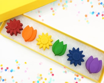 Crayons For Kids Spring Coloring Supplies For Children Flower Crayons Rainbow Crayons Box Set Gifts For Birthday Crayons Kids