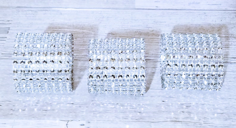 Silver Diamond Wrap Napkin Rings Handcrafted In 2-3 Business Days Bling Napkin Rings 12 Ct