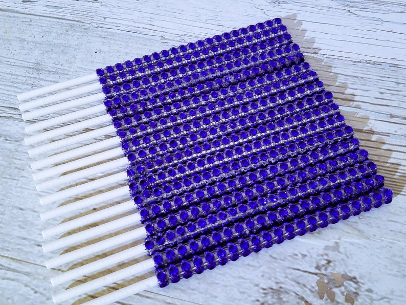 25 Navy Blue Bling Diamond Wrap Cake Pop Sticks Handcrafted In 2-3 Business Days Ocean Themed Bling Cake Pop Sticks