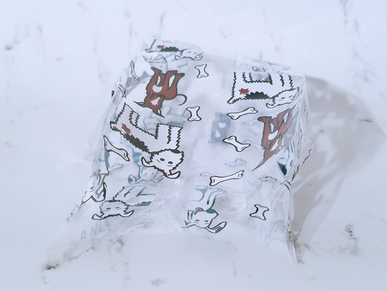 10 Small Dog Themed Printed Clear Cello Treat Bags.