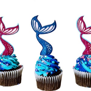 Mermaid tail cupcake topper mermaid party beach party girl party beach wedding