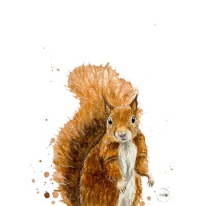 Eichhörnchen Aquarell Kunstdruck: Kinderzimmer Tier Gemälde