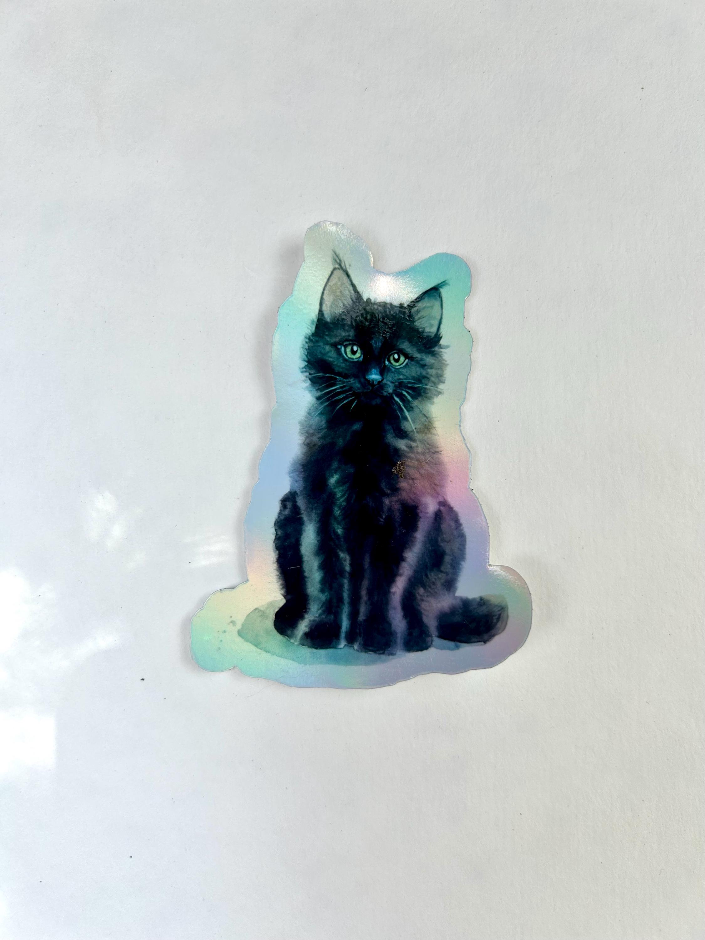 Holographic Black Cat Sticker – Waterproof Vinyl Decal - Etsy