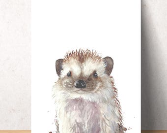 Hedgehog Art Print, Nursery Decor, A4 Fine Art Paper