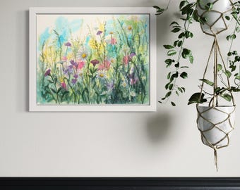 Lámina artística "Prado de flores silvestres": Decoración botánica primaveral (40 x 50 cm)