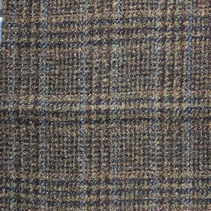 Gray and Brown Check Wool Fabric, Lightweight