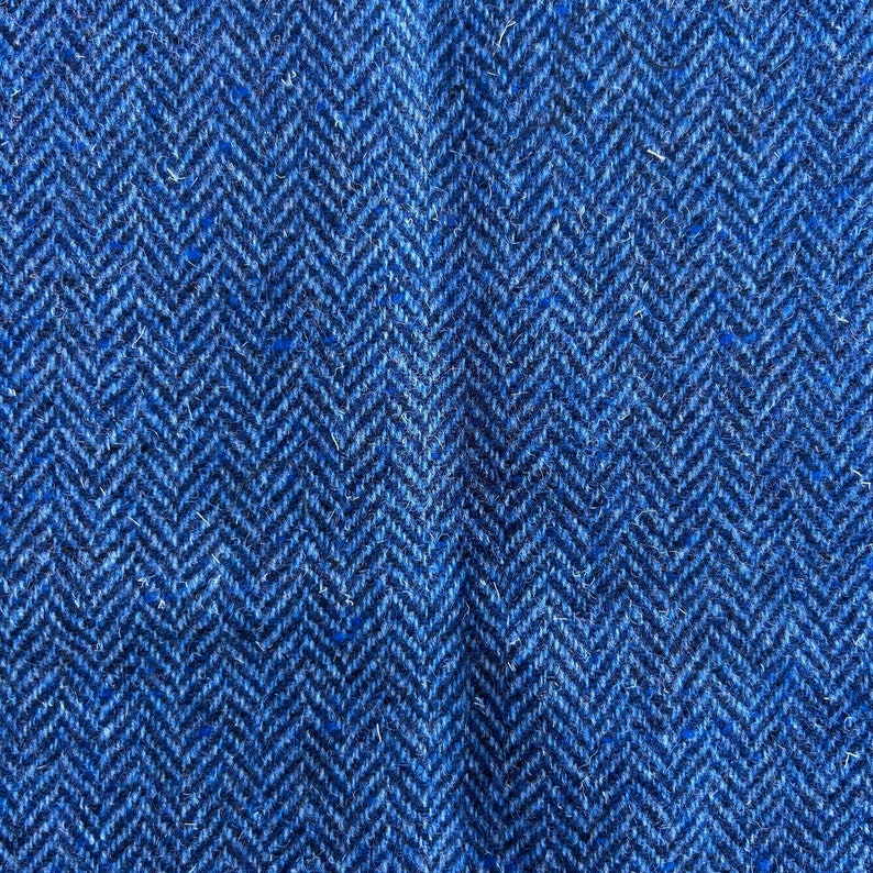 Blue Wool Herringbone Fabric, Medium Weight - Etsy