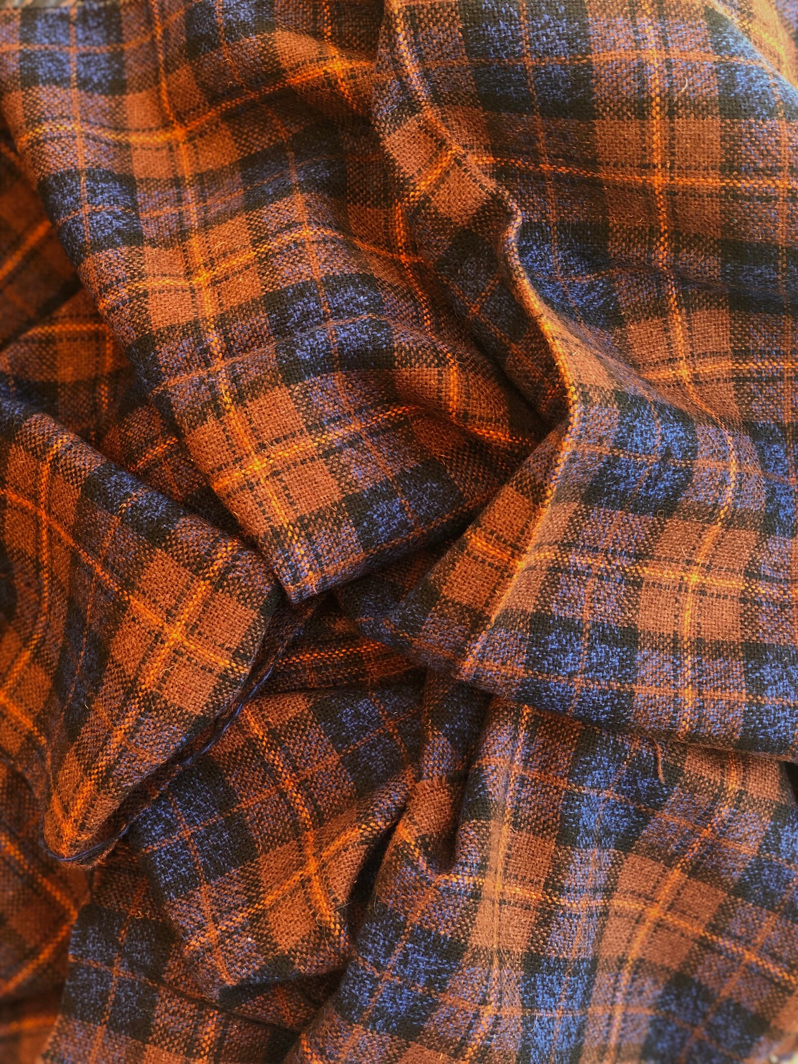 blue and orange plaid pants