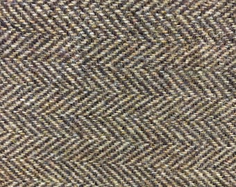 Brown Herringbone Wool Fabric, Medium Weight