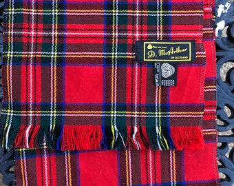 Red Tartan Worsted Wool Fabric, Lightweight, Made in Scotland