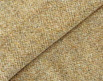 Dark Gold Herringbone Wool Fabric: Medium Weight, Rug Hooking & Applique