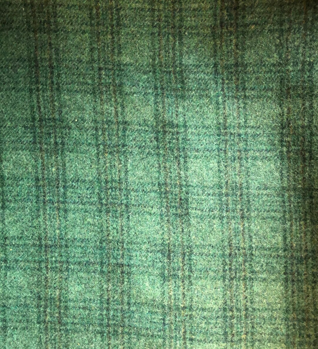 New Olive Green Plaid Wool Fabric, Medium Weight, Rug Hooking ...