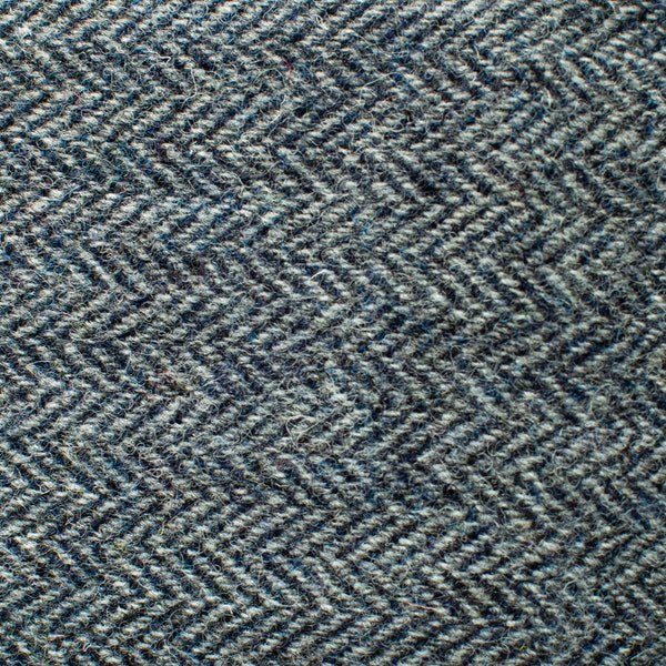 Blue and Natural Harris Tweed Herringbone Wool Fabric