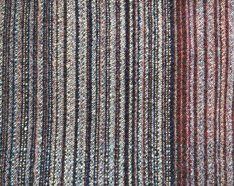 Striped Wool Fabric  Burgundy Blue & Gray