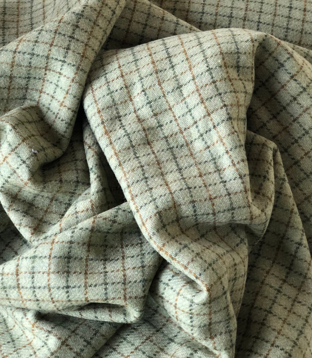 Sage Green Windowpane Wool Fabric, Medium Weight Material, Rug Hooking ...