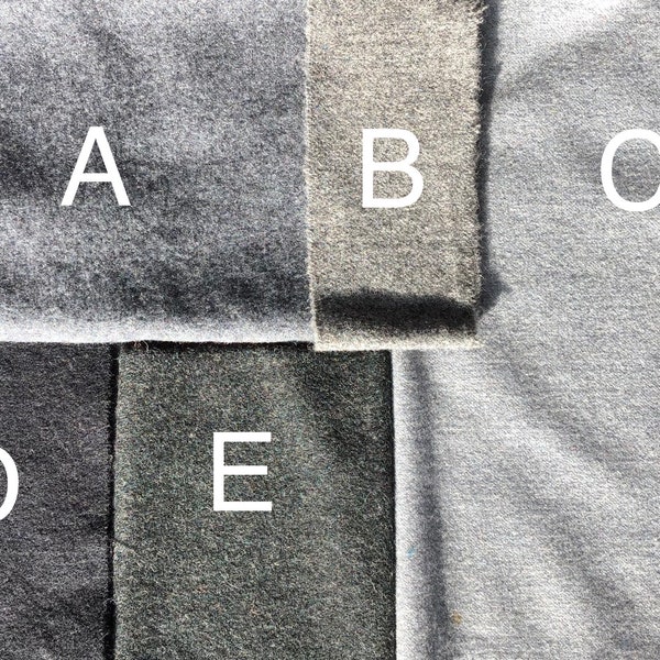 Five Shades of Gray Wool Fabric, Medium Weight