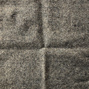 Black and Beige Herringbone Wool Fabric, Medium Weight Material for Rug Hooking & Applique