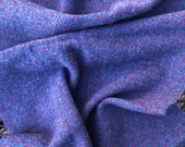 Blue Dark Pink Houndstooth Wool Fabric