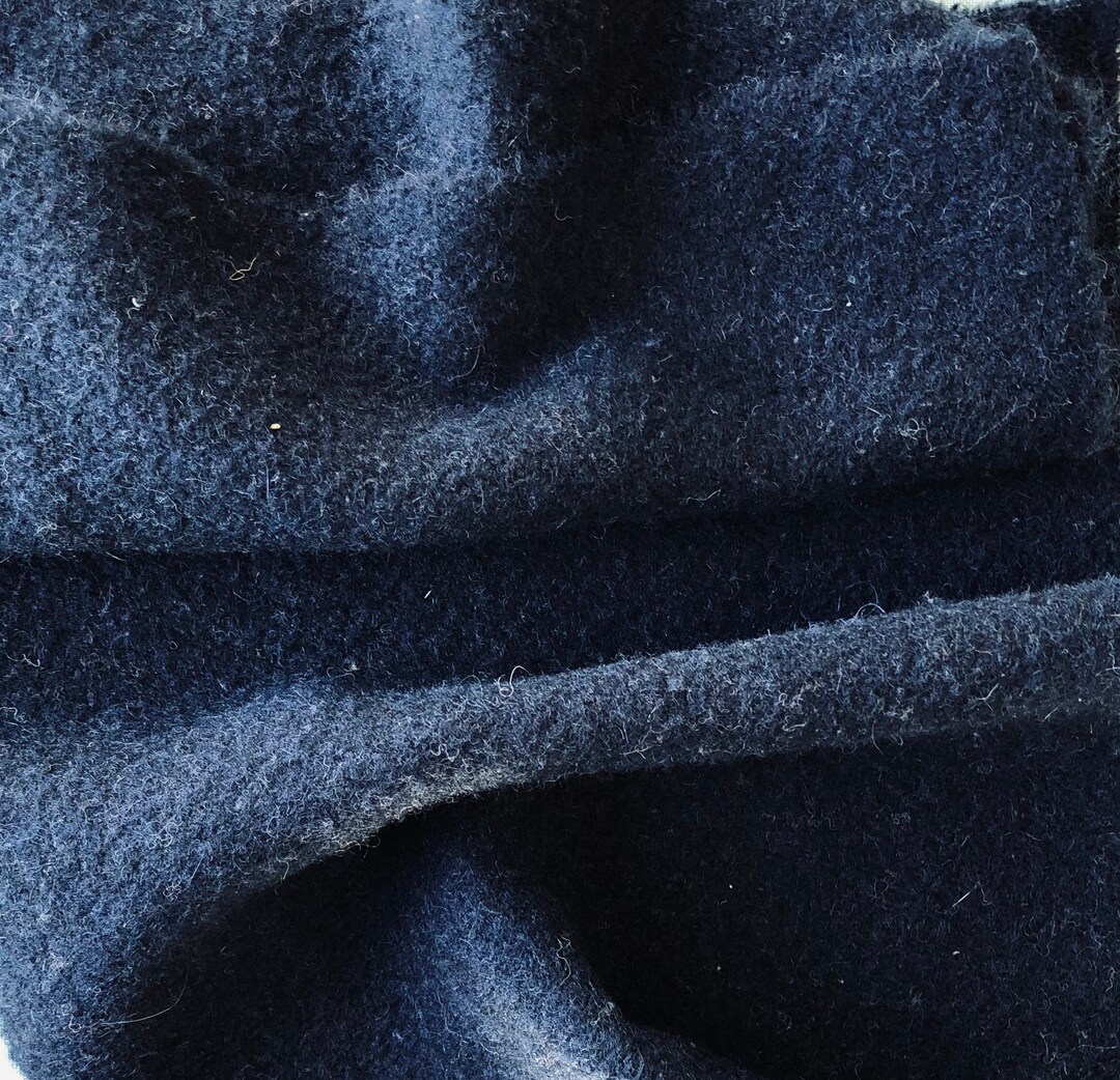 Navy Blue Blanket Weight Wool Fabric Etsy