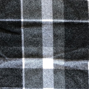 Gray & White Plaid Wool Fabric