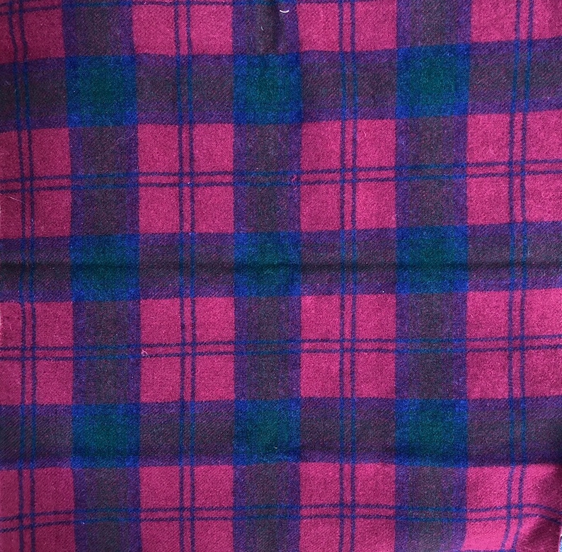 Burgundy and Navy Plaid Wool Fabric Etsy