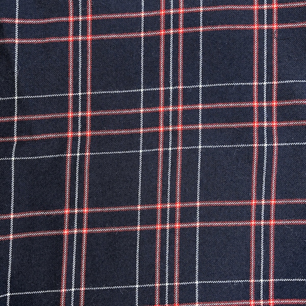 Blue Plaid Worsted Wool Fabric, Lightweight