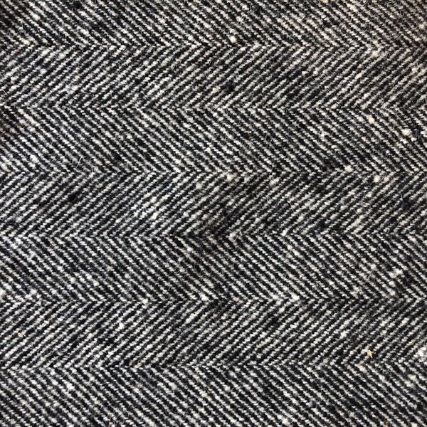 Black and White Herringbone 100% Wool Fabric | Medium Weight | Rug Hooking | Applique