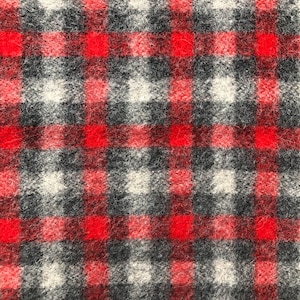 Gray & Red Check Wool Fabric