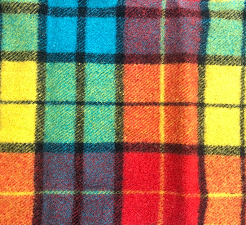 Plaid Blanket Weight Wool Fabric Etsy