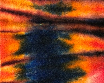 Wool Fabric Dyed Blue Red & Orange