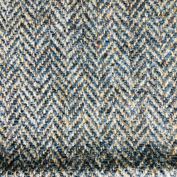 Blue & Tan Harris Tweed Wool Fabric
