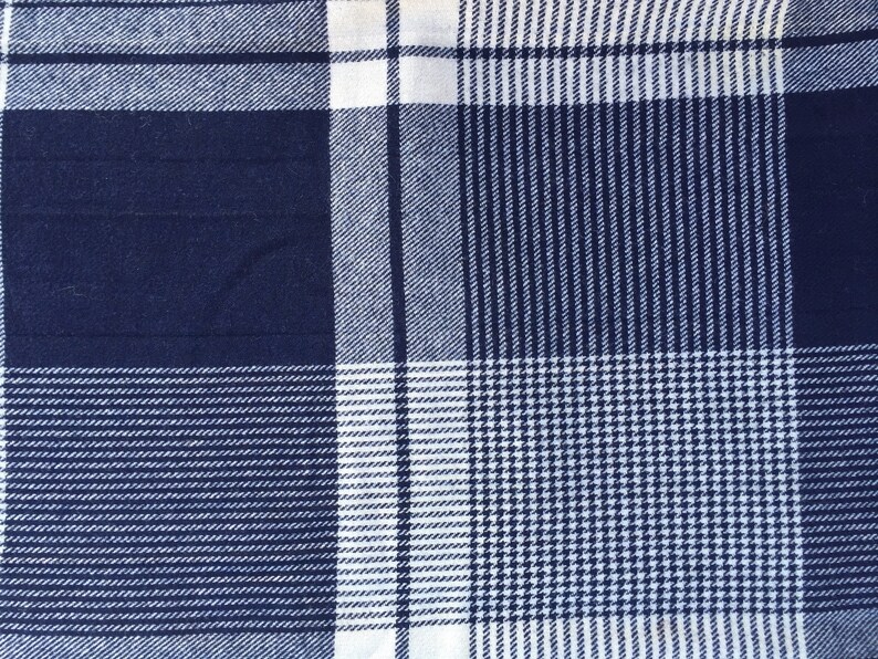 Wool Fabric for Rug Hooking and Applique Navy Blue and White
