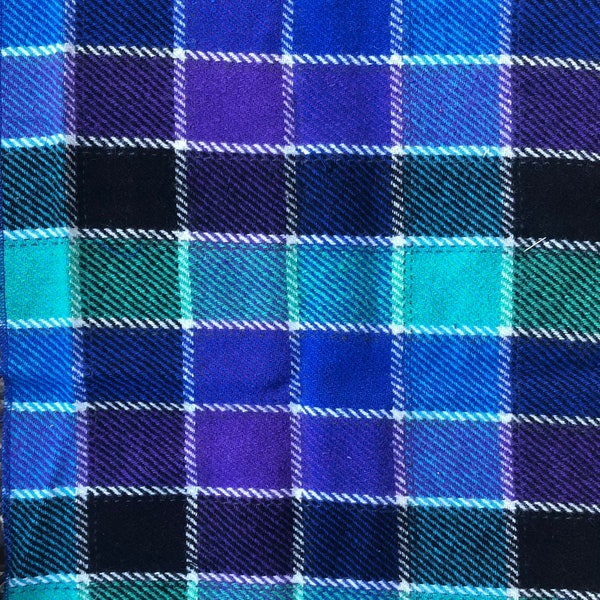 Purple and Turquoise Windowpane Wool Fabric