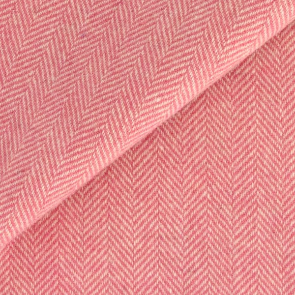 New Bright Pink Herringbone 100% Wool Fabric, Medium Weight, Rug Hooking & Applique, Made in USA, Fat Quarters