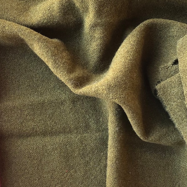 Textured Olive Drab Wool Fabric