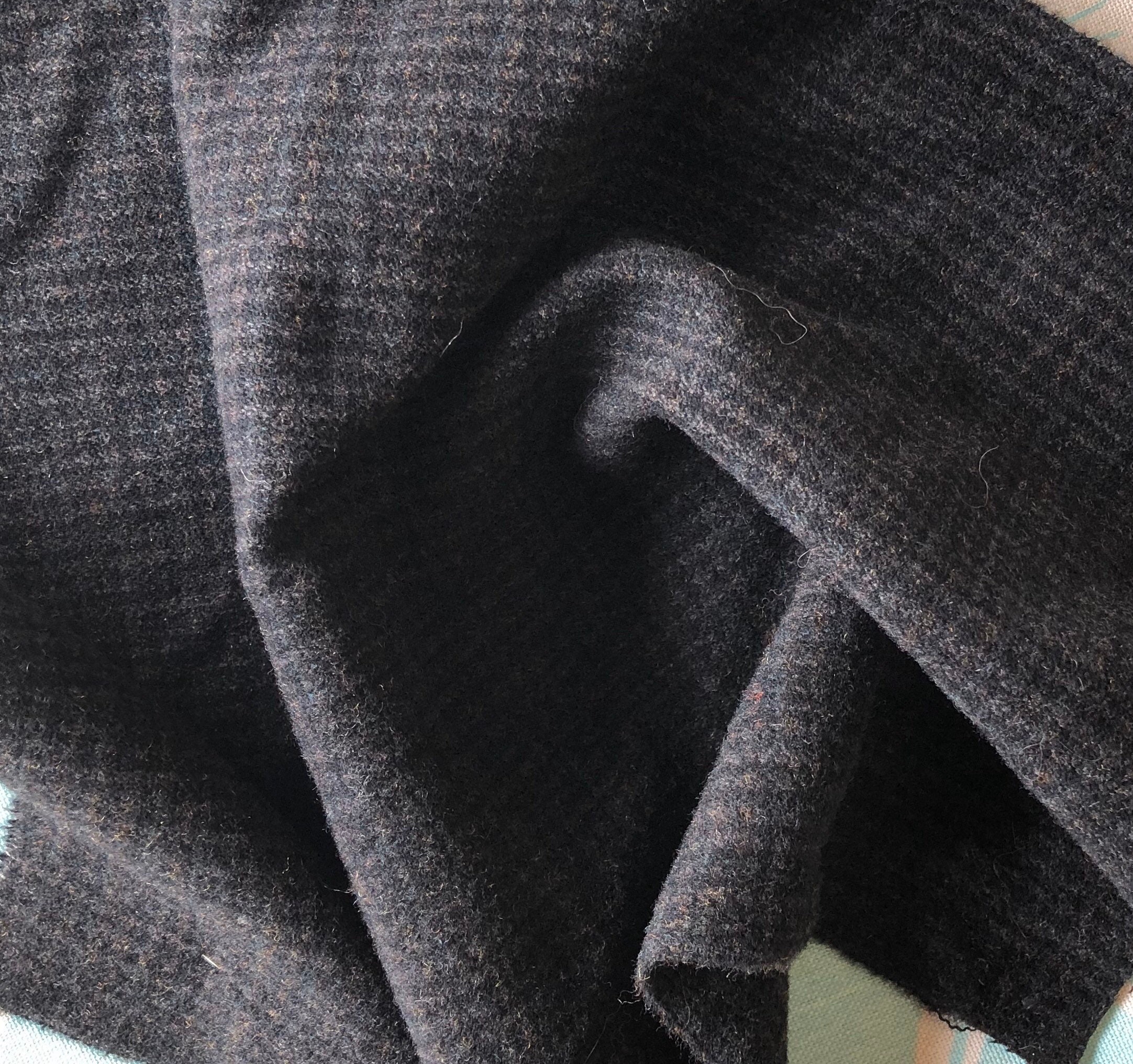 Dark Black & Gray Check Wool Fabric - Etsy