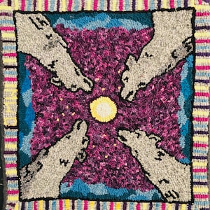 Boys Night Out Rug Hooking Pattern on Linen