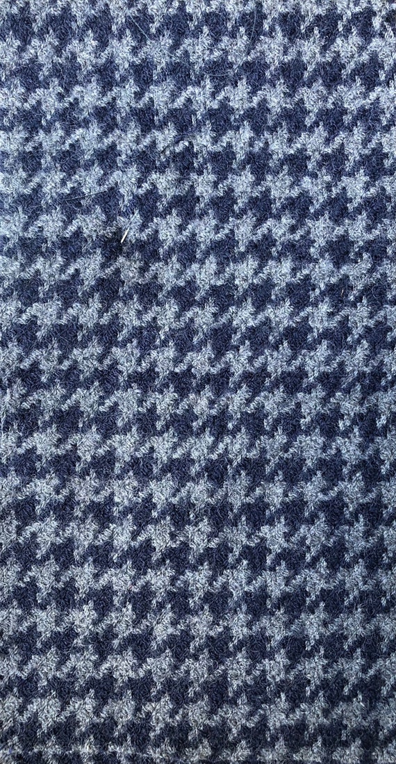 Navy & Gray Large Houndstooth Wool Fabric, Rug Hooking, Applique